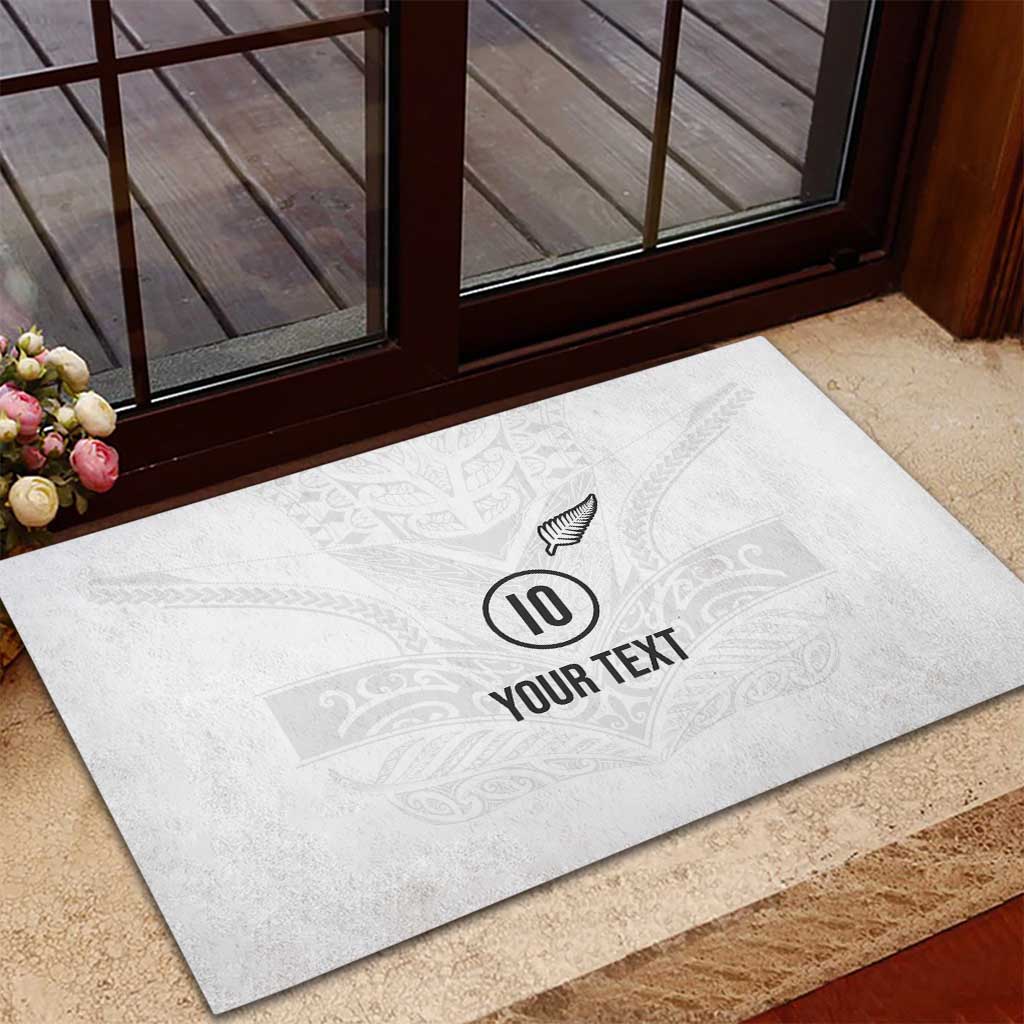 Custom New Zealand Football Rubber Doormat The Whites-Sporty T90 Style - Polynesian Pride