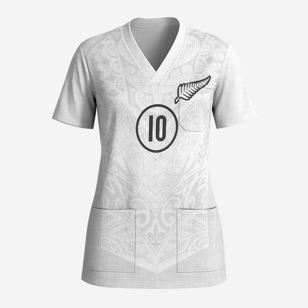 Custom New Zealand Football Scrub Top The Whites-Sporty T90 Style - Polynesian Pride