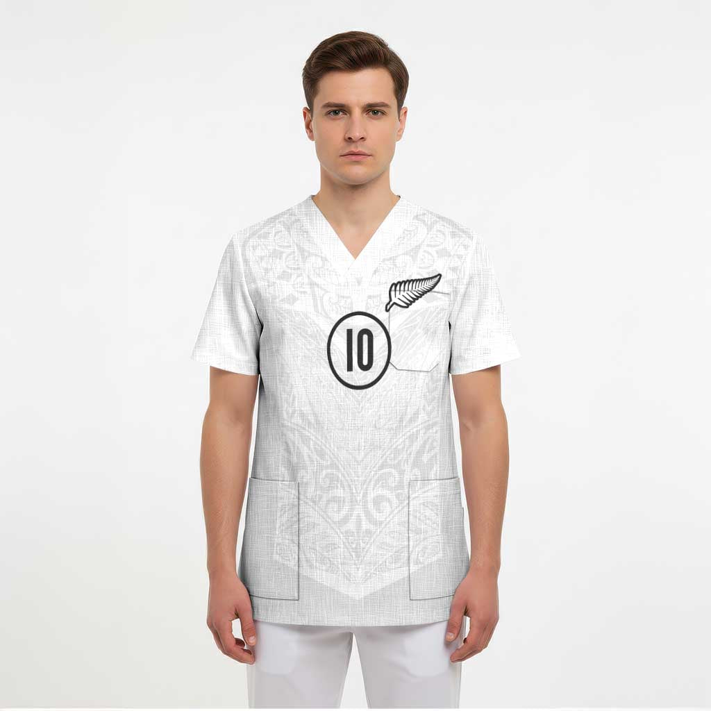 Custom New Zealand Football Scrub Top The Whites-Sporty T90 Style - Polynesian Pride