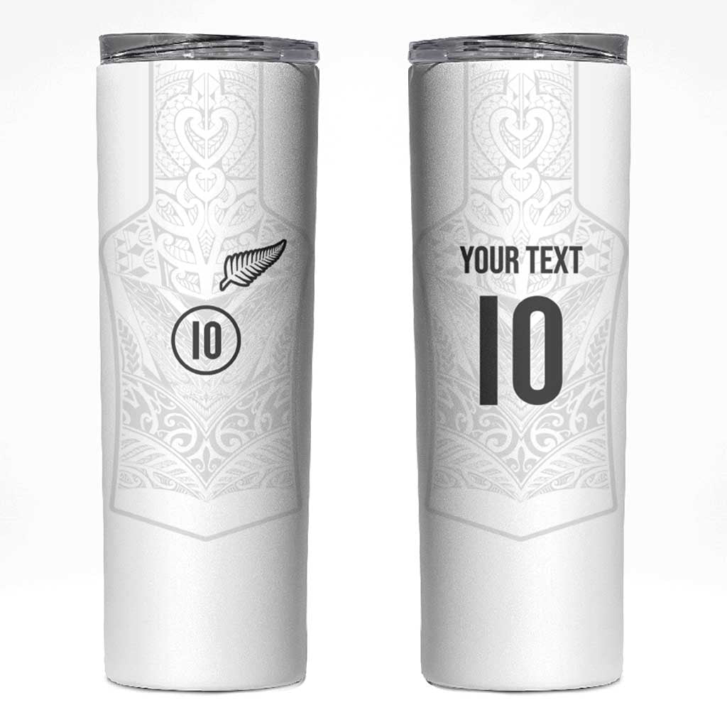 Custom New Zealand Football Skinny Tumbler The Whites-Sporty T90 Style - Polynesian Pride