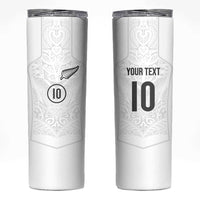 Custom New Zealand Football Skinny Tumbler The Whites-Sporty T90 Style - Polynesian Pride