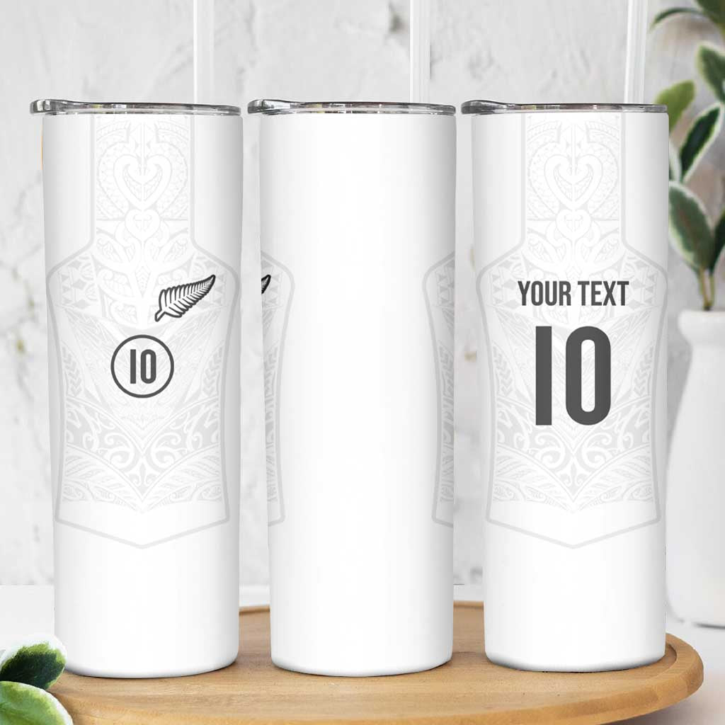 Custom New Zealand Football Skinny Tumbler The Whites-Sporty T90 Style - Polynesian Pride