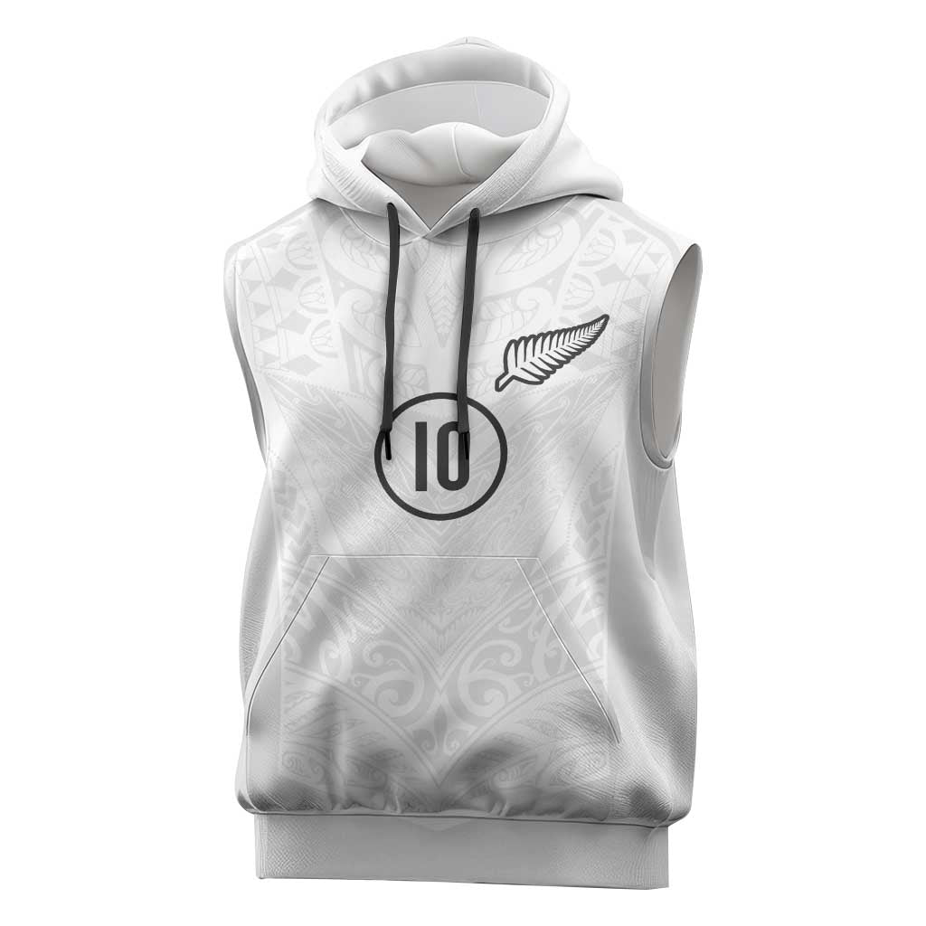 Custom New Zealand Football Sleeveless Hoodie The Whites-Sporty T90 Style - Polynesian Pride