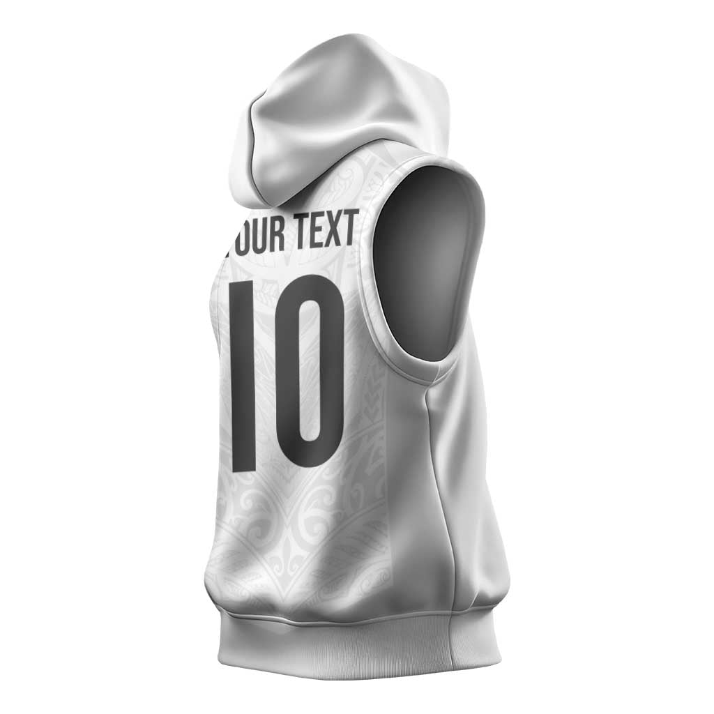 Custom New Zealand Football Sleeveless Hoodie The Whites-Sporty T90 Style - Polynesian Pride
