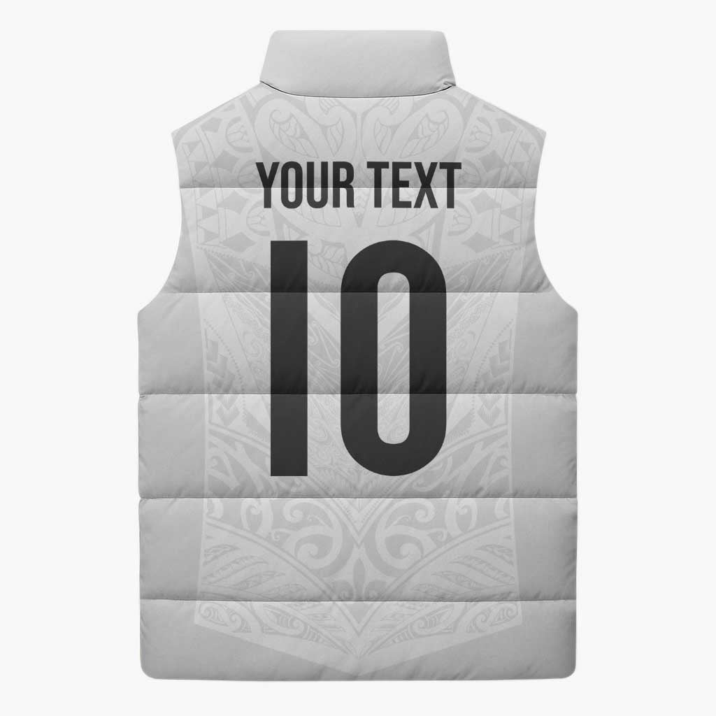 Custom New Zealand Football Sleeveless Puffer Jacket The Whites-Sporty T90 Style - Polynesian Pride