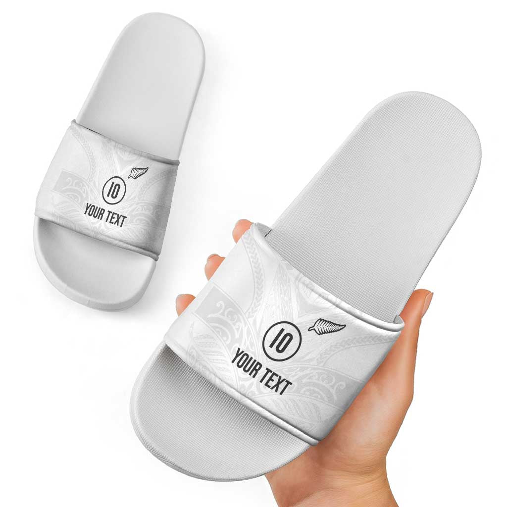 Custom New Zealand Football Slide Sandals The Whites-Sporty T90 Style - Polynesian Pride
