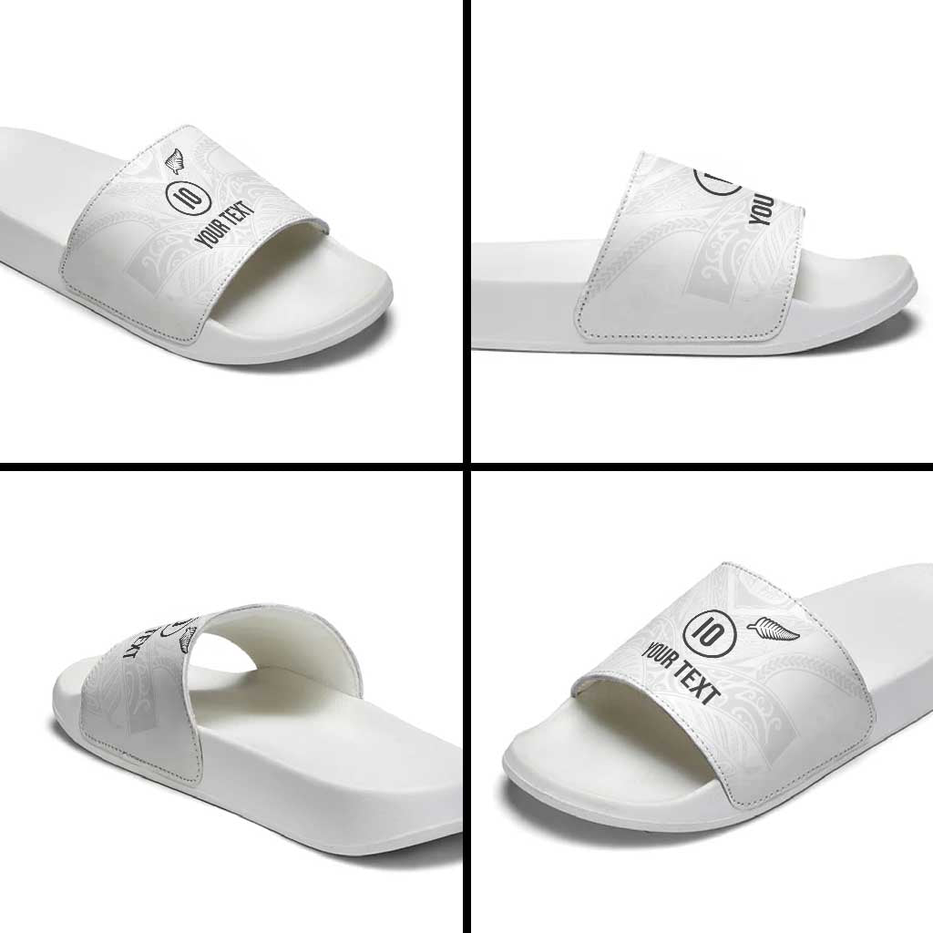 Custom New Zealand Football Slide Sandals The Whites-Sporty T90 Style - Polynesian Pride