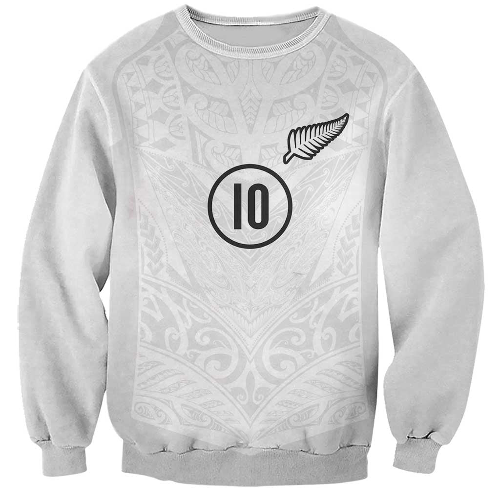 Custom New Zealand Football Sweatshirt The Whites-Sporty T90 Style - Polynesian Pride