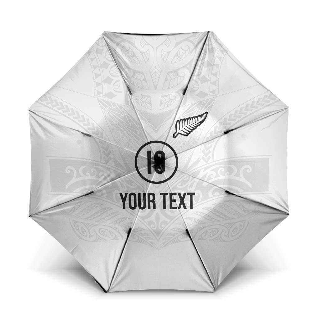 Custom New Zealand Football Umbrella The Whites-Sporty T90 Style - Polynesian Pride