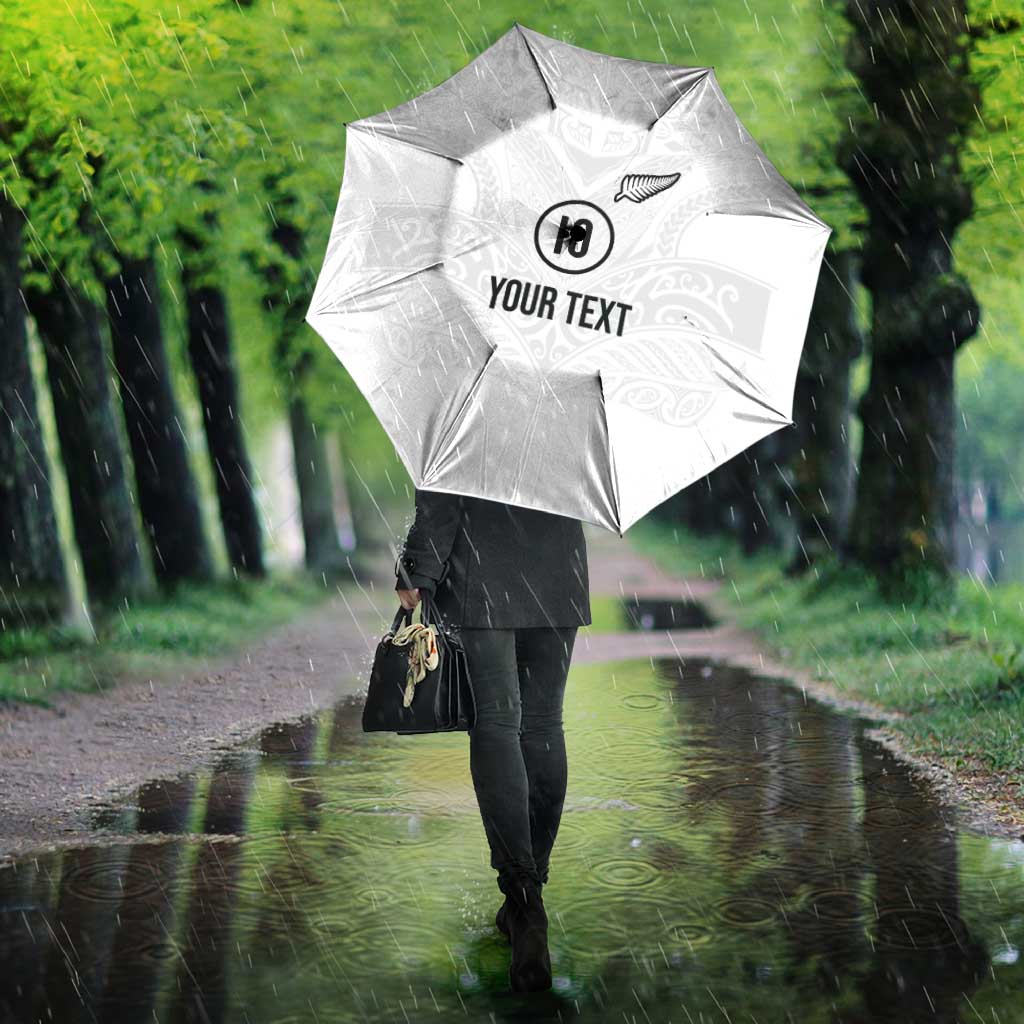 Custom New Zealand Football Umbrella The Whites-Sporty T90 Style - Polynesian Pride