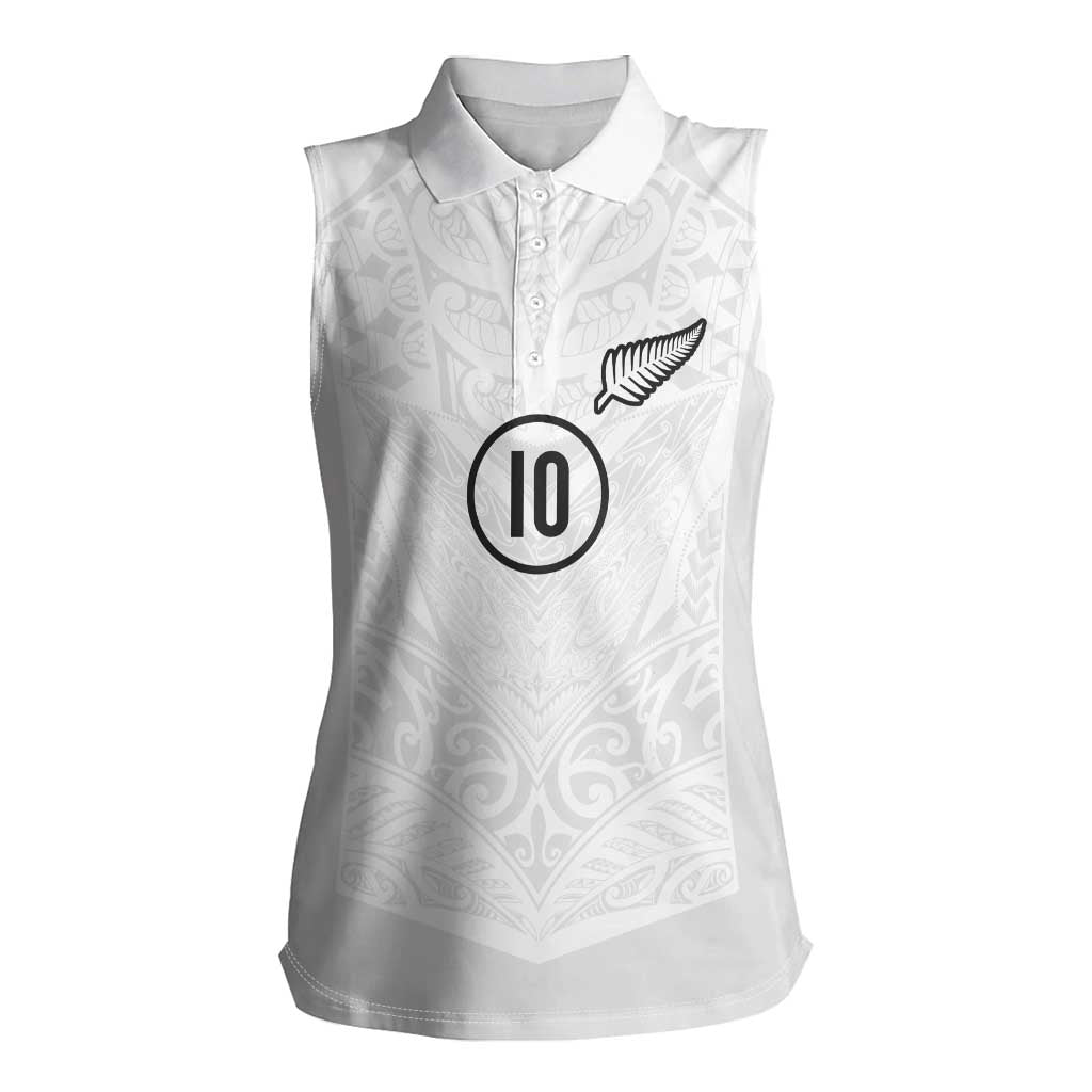 Custom New Zealand Football Women Sleeveless Polo Shirt The Whites-Sporty T90 Style - Polynesian Pride