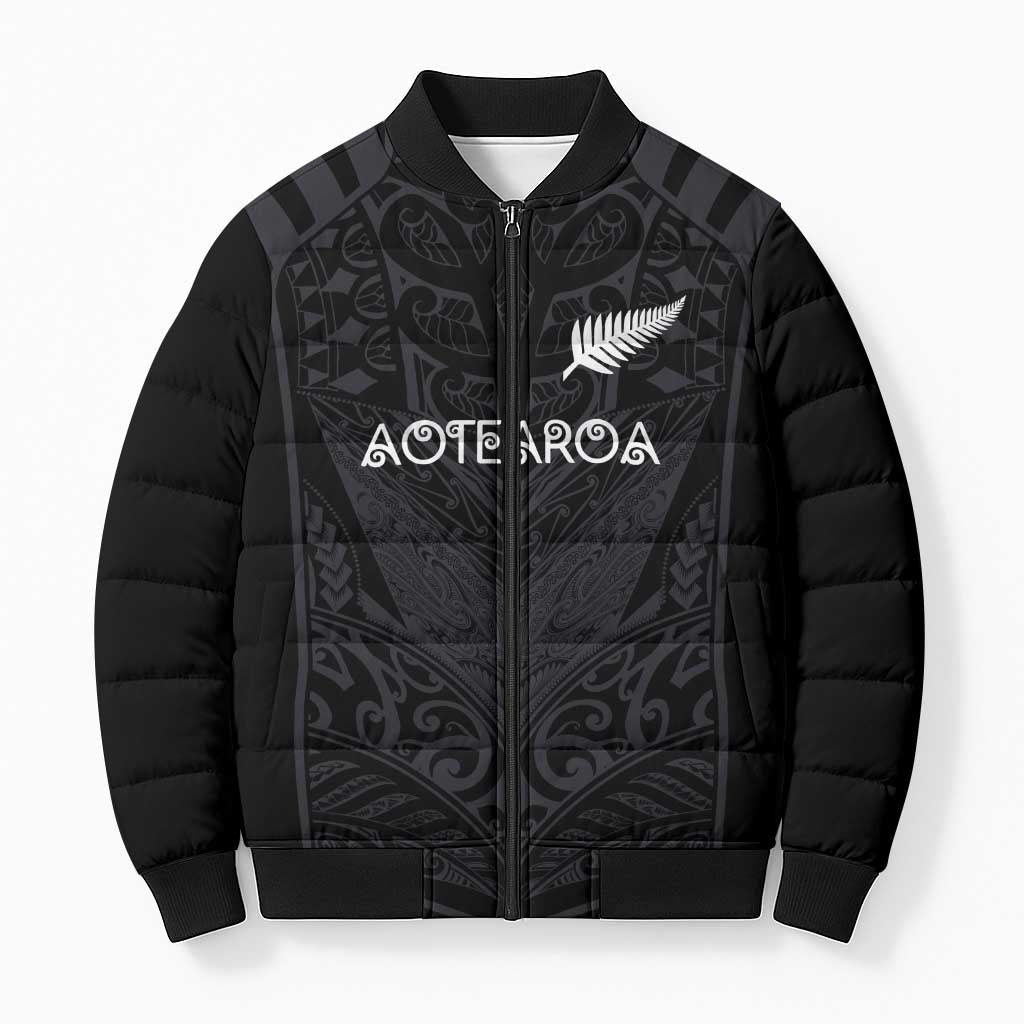 Custom Aotearoa Rugby Bomber Puffer Jacket The Blacks-Sporty T90 Style - Polynesian Pride