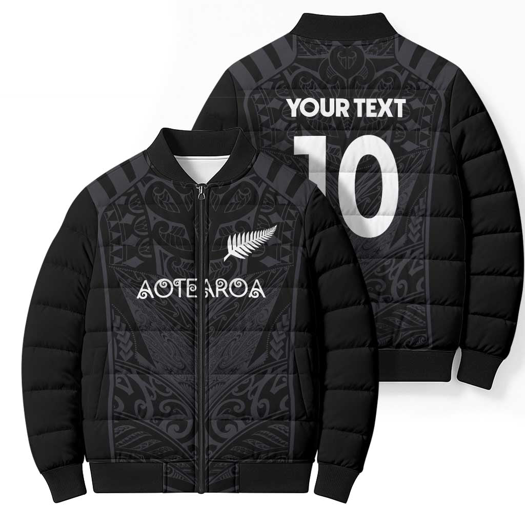 Custom Aotearoa Rugby Bomber Puffer Jacket The Blacks-Sporty T90 Style - Polynesian Pride