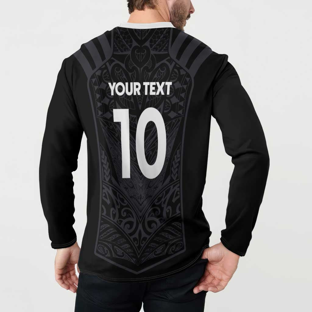 Custom Aotearoa Rugby Button Sweatshirt The Blacks-Sporty T90 Style - Polynesian Pride