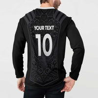 Custom Aotearoa Rugby Button Sweatshirt The Blacks-Sporty T90 Style - Polynesian Pride