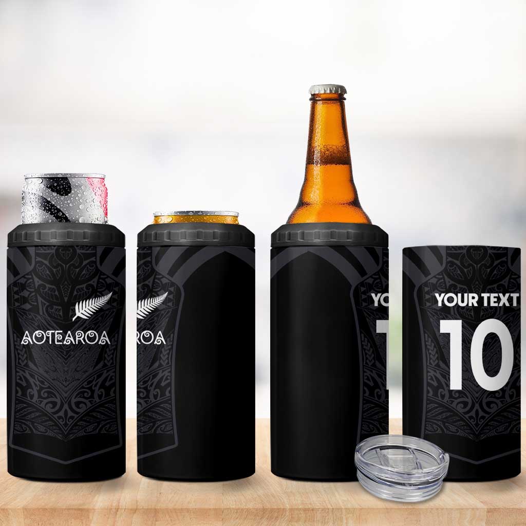 Custom Aotearoa Rugby 4 in 1 Can Cooler Tumbler The Blacks-Sporty T90 Style - Polynesian Pride