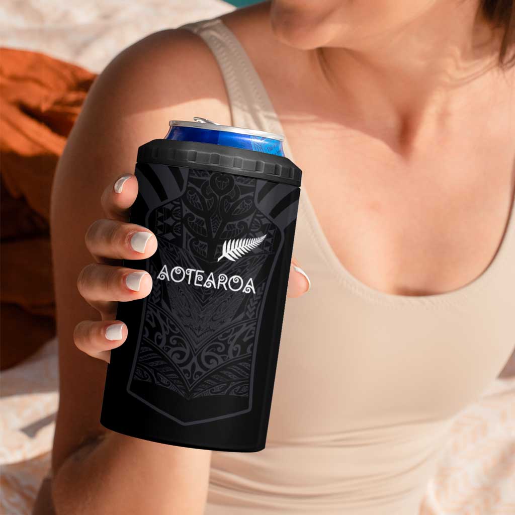 Custom Aotearoa Rugby 4 in 1 Can Cooler Tumbler The Blacks-Sporty T90 Style - Polynesian Pride