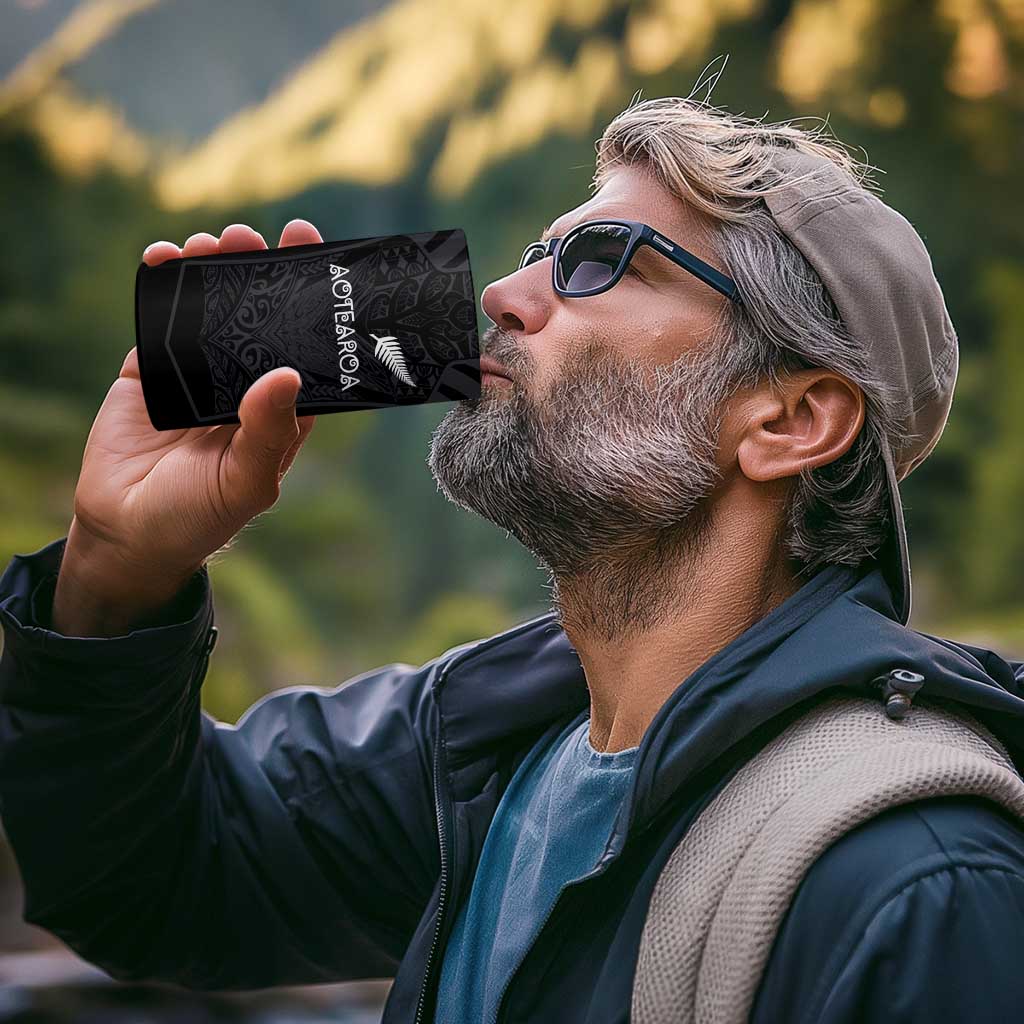 Custom Aotearoa Rugby 4 in 1 Can Cooler Tumbler The Blacks-Sporty T90 Style - Polynesian Pride