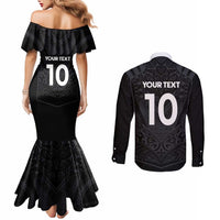 Custom Aotearoa Rugby Couples Matching Mermaid Dress and Long Sleeve Button Shirt The Blacks-Sporty T90 Style - Polynesian Pride