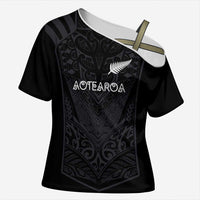 Custom Aotearoa Rugby Cross Shoulder Shirt The Blacks-Sporty T90 Style - Polynesian Pride