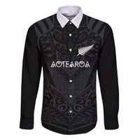 Custom Aotearoa Rugby Family Matching Off The Shoulder Long Sleeve Dress and Hawaiian Shirt The Blacks-Sporty T90 Style - Polynesian Pride