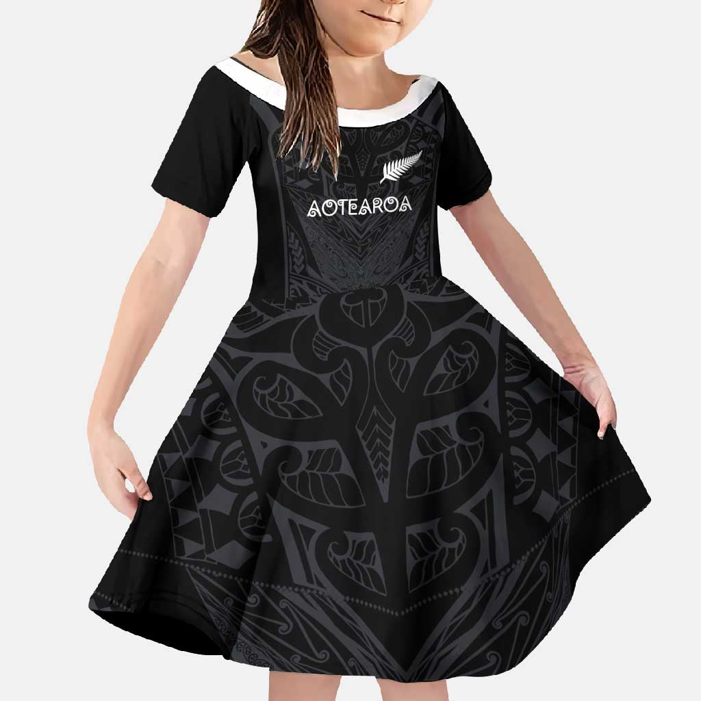 Custom Aotearoa Rugby Family Matching Summer Maxi Dress and Hawaiian Shirt The Blacks-Sporty T90 Style - Polynesian Pride