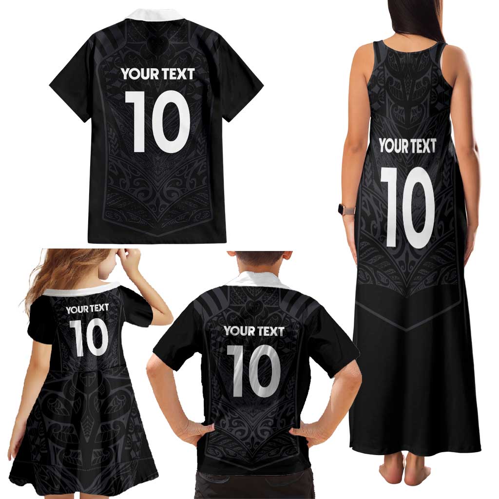 Custom Aotearoa Rugby Family Matching Tank Maxi Dress and Hawaiian Shirt The Blacks-Sporty T90 Style - Polynesian Pride