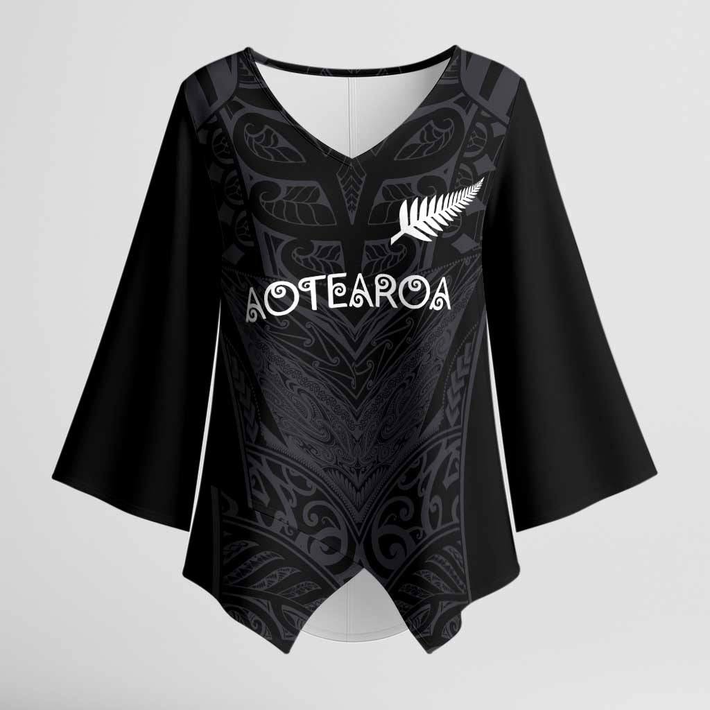 Custom Aotearoa Rugby Kimono Sleeve Blouse The Blacks-Sporty T90 Style - Polynesian Pride