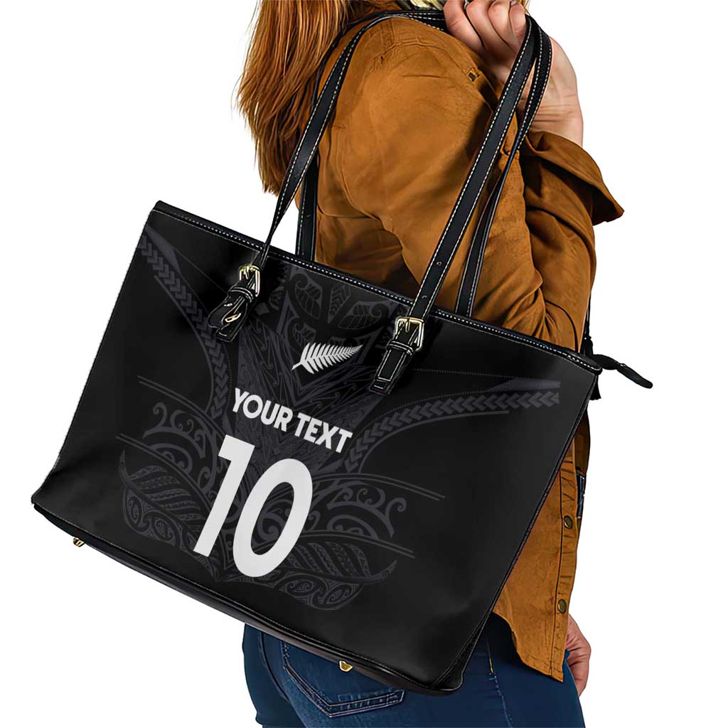 Custom Aotearoa Rugby Leather Tote Bag The Blacks-Sporty T90 Style - Polynesian Pride