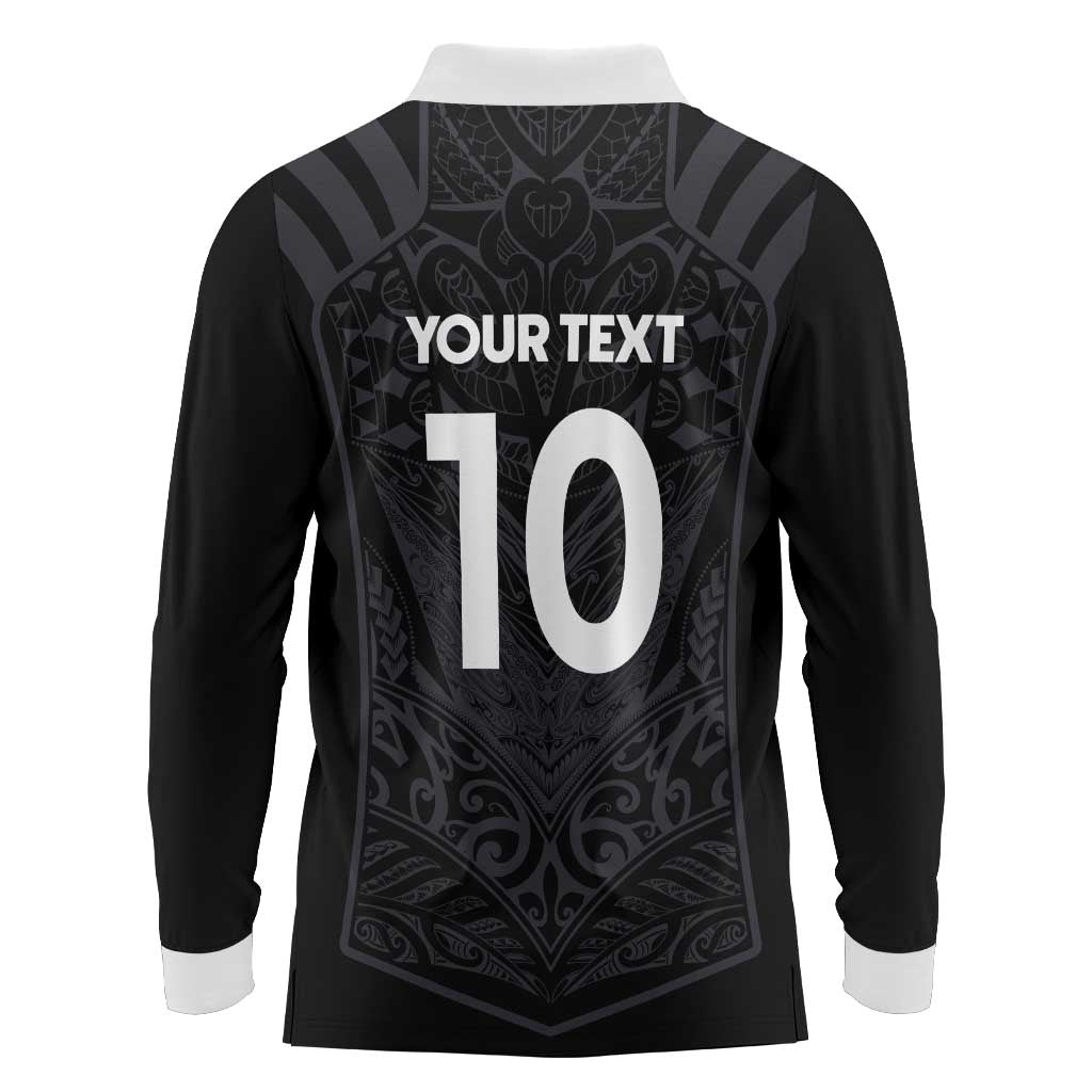 Custom Aotearoa Rugby Long Sleeve Polo Shirt The Blacks-Sporty T90 Style - Polynesian Pride