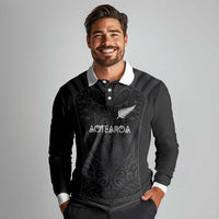 Custom Aotearoa Rugby Long Sleeve Polo Shirt The Blacks-Sporty T90 Style - Polynesian Pride