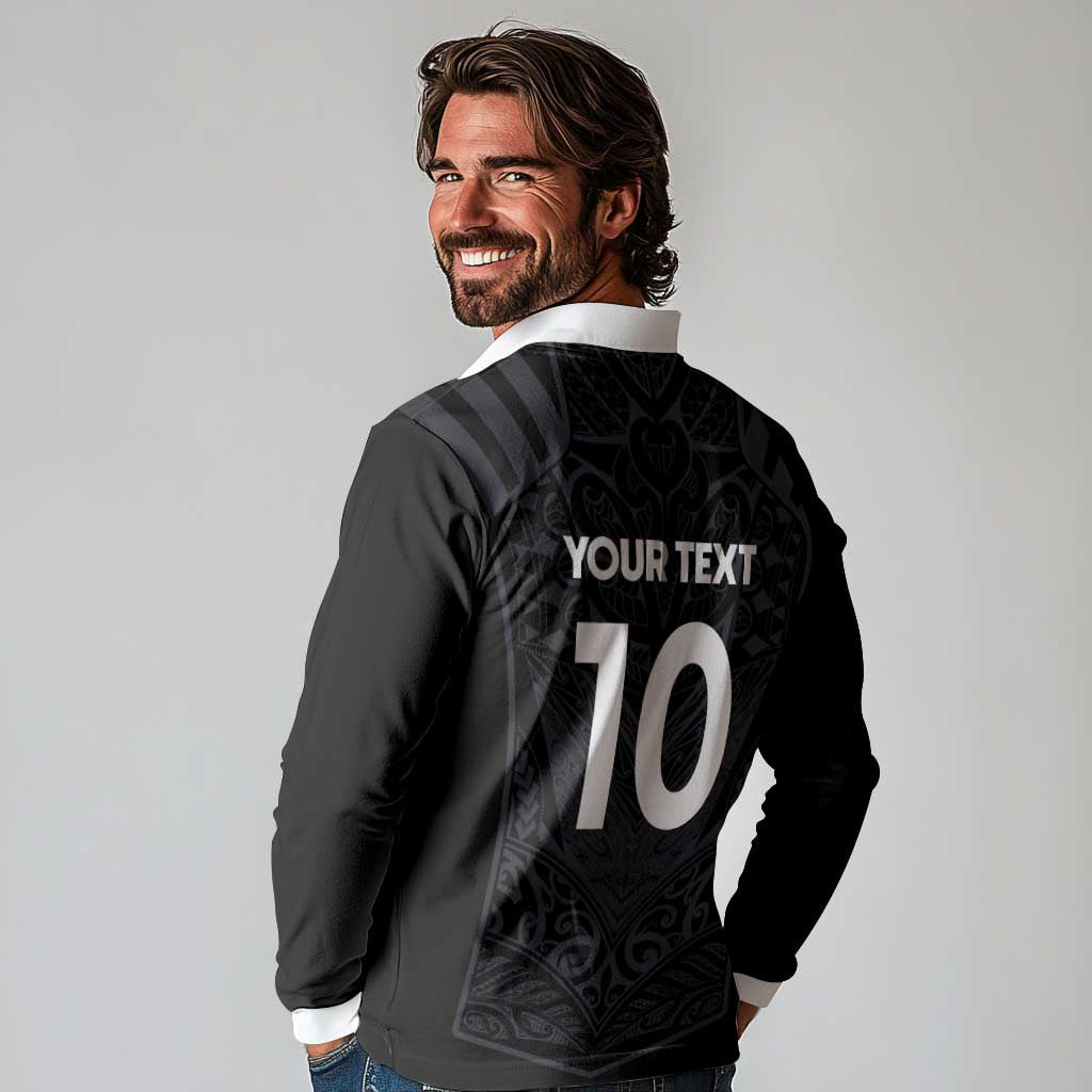 Custom Aotearoa Rugby Long Sleeve Polo Shirt The Blacks-Sporty T90 Style - Polynesian Pride