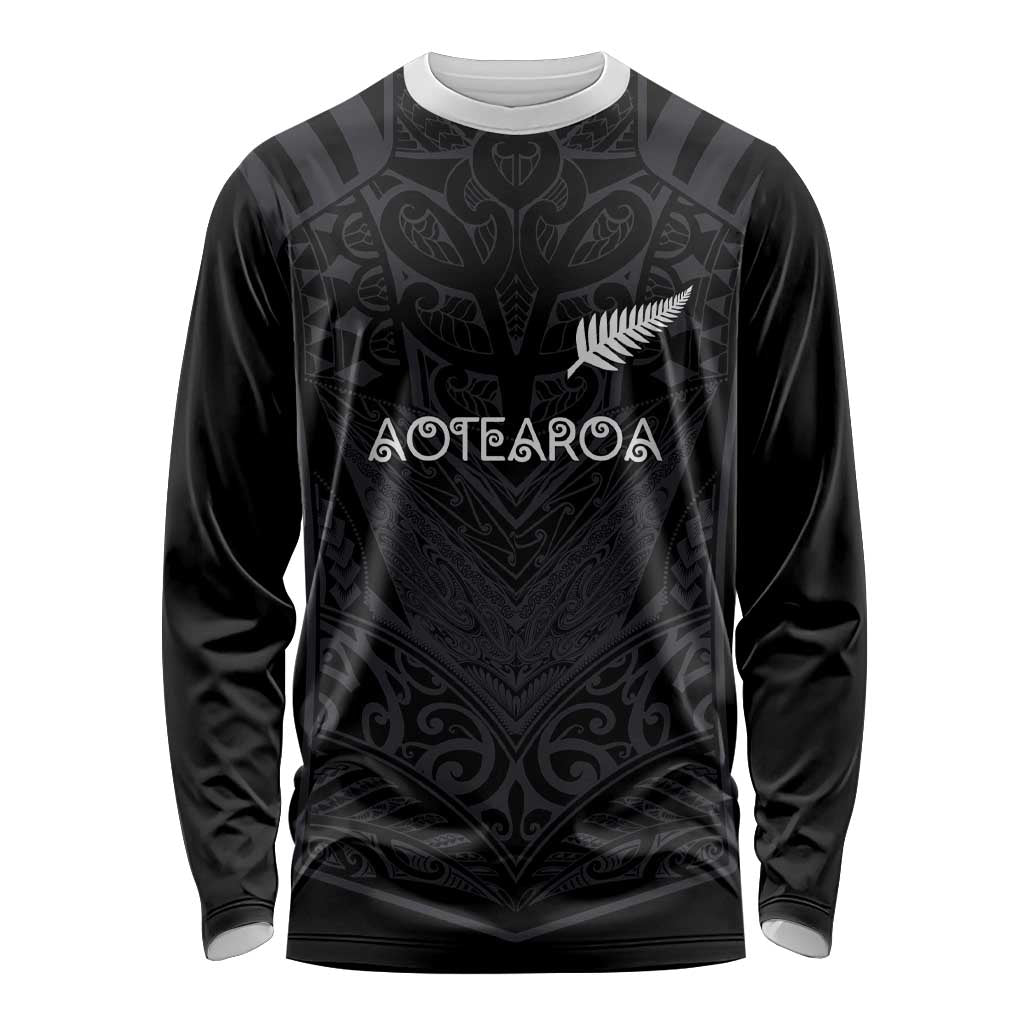Custom Aotearoa Rugby Long Sleeve Shirt The Blacks-Sporty T90 Style - Polynesian Pride
