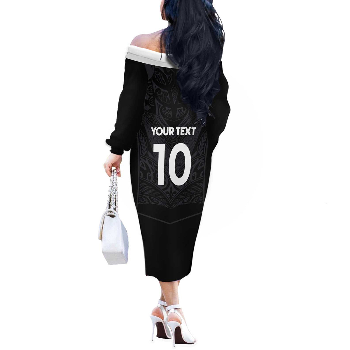 Custom Aotearoa Rugby Off The Shoulder Long Sleeve Dress The Blacks-Sporty T90 Style - Polynesian Pride