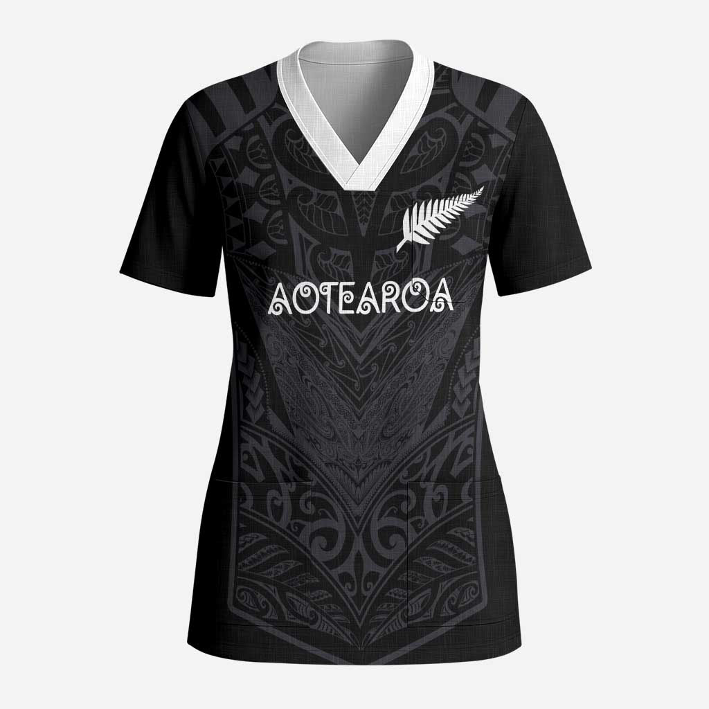 Custom Aotearoa Rugby Scrub Top The Blacks-Sporty T90 Style - Polynesian Pride