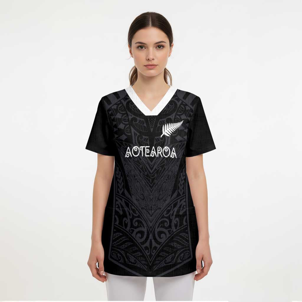 Custom Aotearoa Rugby Scrub Top The Blacks-Sporty T90 Style - Polynesian Pride