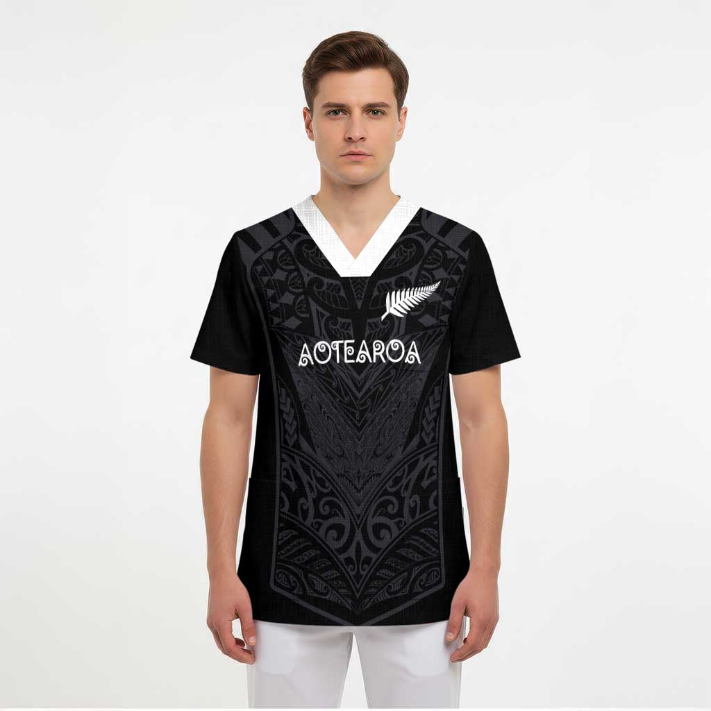Custom Aotearoa Rugby Scrub Top The Blacks-Sporty T90 Style - Polynesian Pride