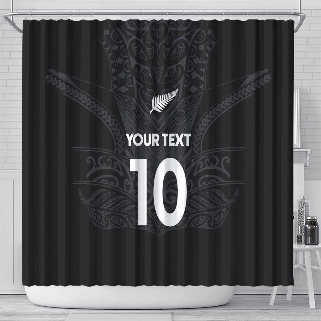 Custom Aotearoa Rugby Shower Curtain The Blacks-Sporty T90 Style - Polynesian Pride
