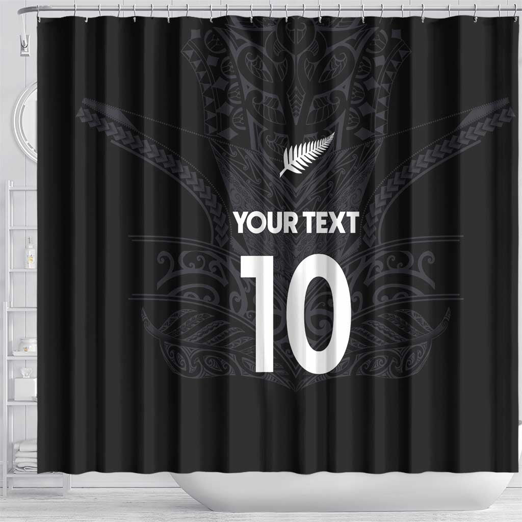 Custom Aotearoa Rugby Shower Curtain The Blacks-Sporty T90 Style - Polynesian Pride