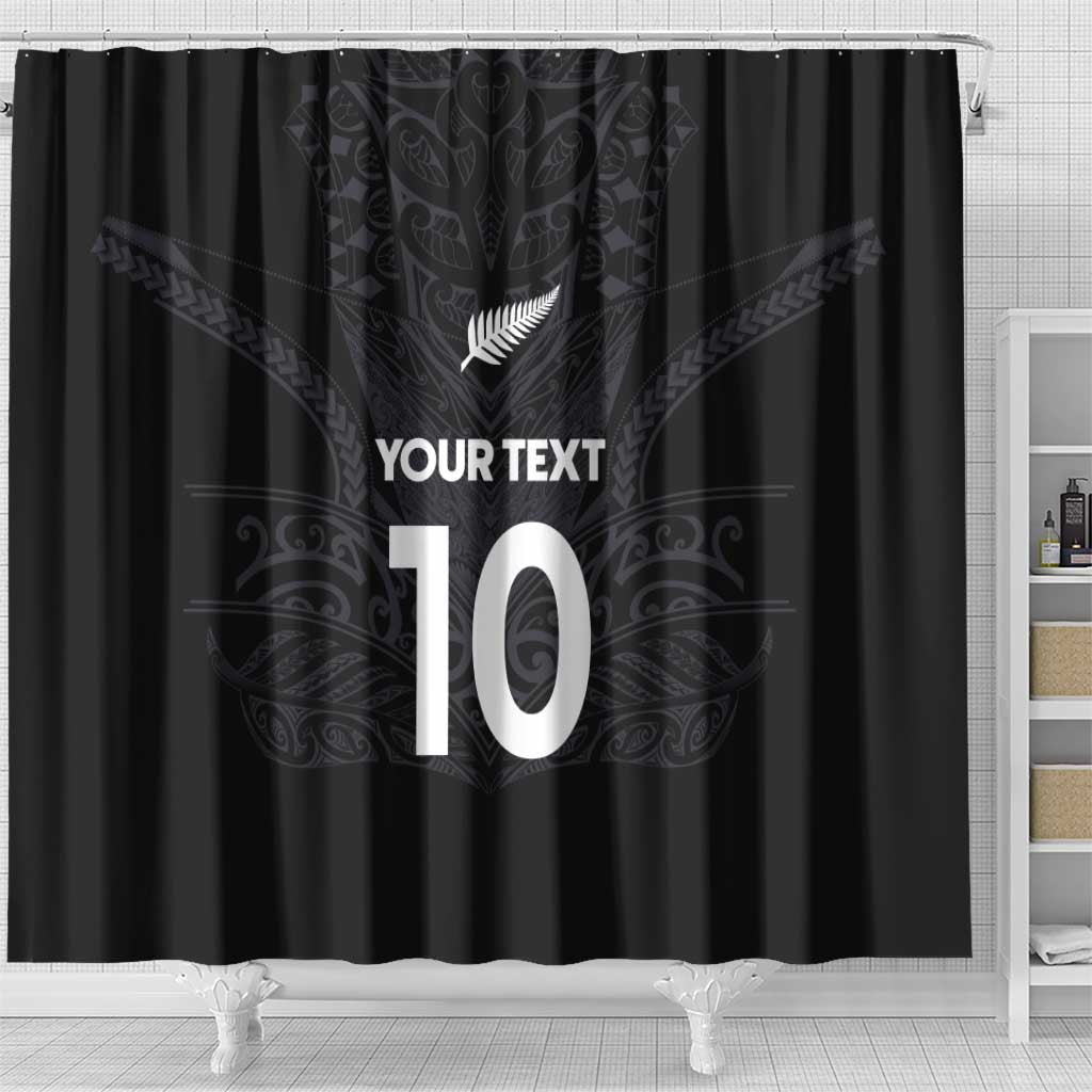Custom Aotearoa Rugby Shower Curtain The Blacks-Sporty T90 Style - Polynesian Pride