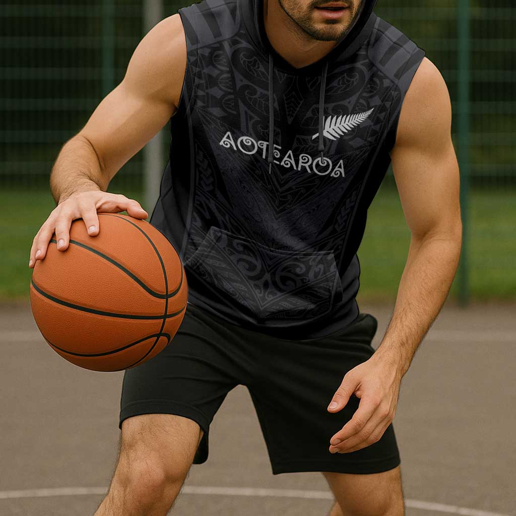 Custom Aotearoa Rugby Sleeveless Hoodie The Blacks-Sporty T90 Style - Polynesian Pride