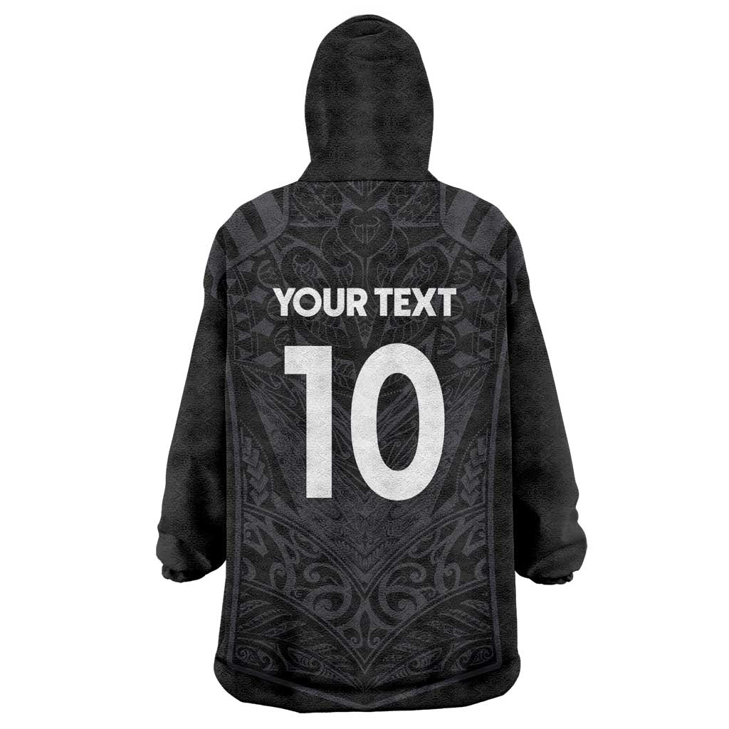 Custom Aotearoa Rugby Wearable Blanket Hoodie The Blacks-Sporty T90 Style - Polynesian Pride