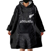 Custom Aotearoa Rugby Wearable Blanket Hoodie The Blacks-Sporty T90 Style - Polynesian Pride