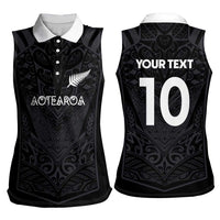 Custom Aotearoa Rugby Women Sleeveless Polo Shirt The Blacks-Sporty T90 Style - Polynesian Pride