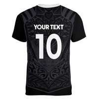 Custom Aotearoa Rugby Women V-Neck T-Shirt The Blacks-Sporty T90 Style - Polynesian Pride