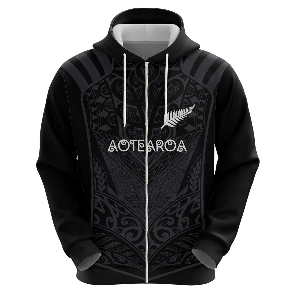 Custom Aotearoa Rugby Zip Hoodie The Blacks-Sporty T90 Style - Polynesian Pride
