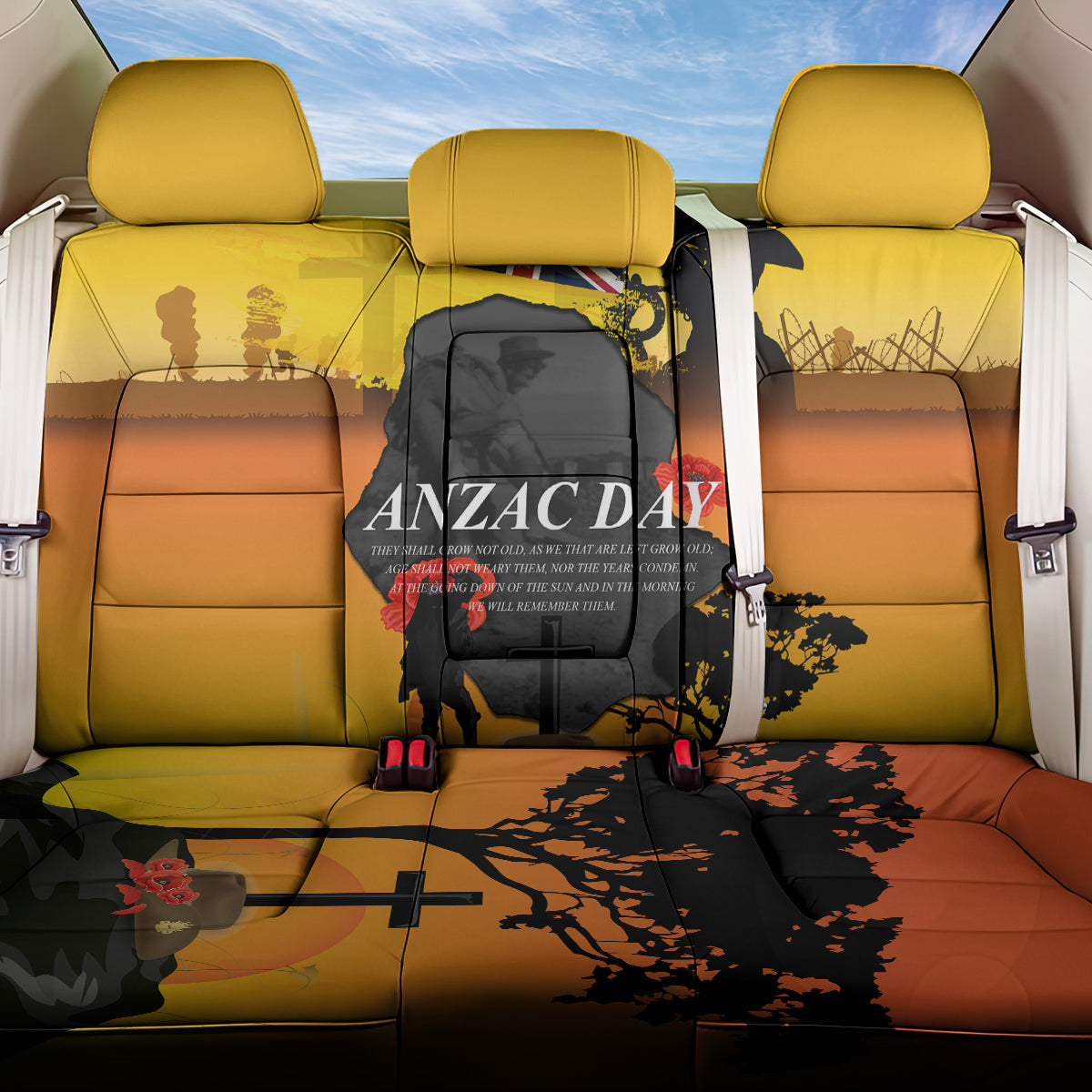 Niue ANZAC Day Back Car Seat Cover Soldier and Gallipoli Lest We Forget LT03