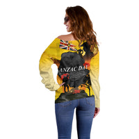 Niue ANZAC Day Off Shoulder Sweater Soldier and Gallipoli Lest We Forget LT03 - Polynesian Pride