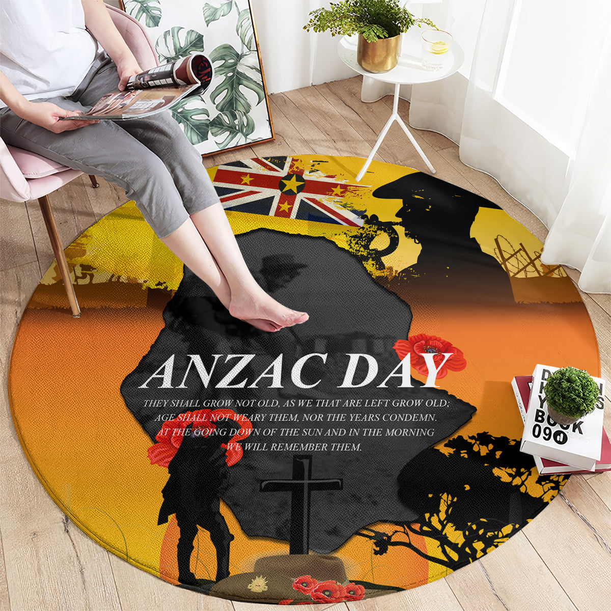 Niue ANZAC Day Round Carpet Soldier and Gallipoli Lest We Forget LT03 - Polynesian Pride