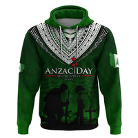 Norfolk Island ANZAC Day Zip Hoodie Soldier Lest We Forget Camouflage LT03 Pullover Hoodie Green - Polynesian Pride